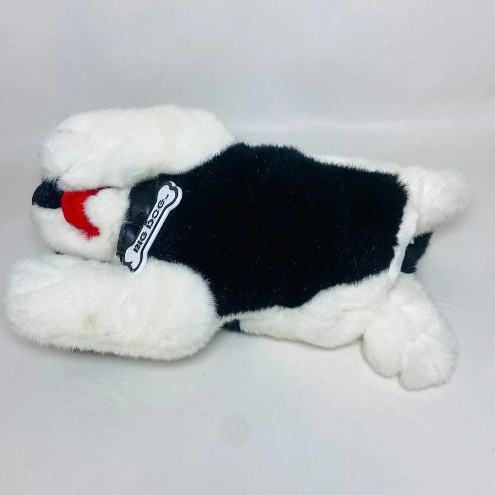 Big Dogs Plush St. Bernard Puppet Black White Stuffed Animal Logo Tag Collar 12